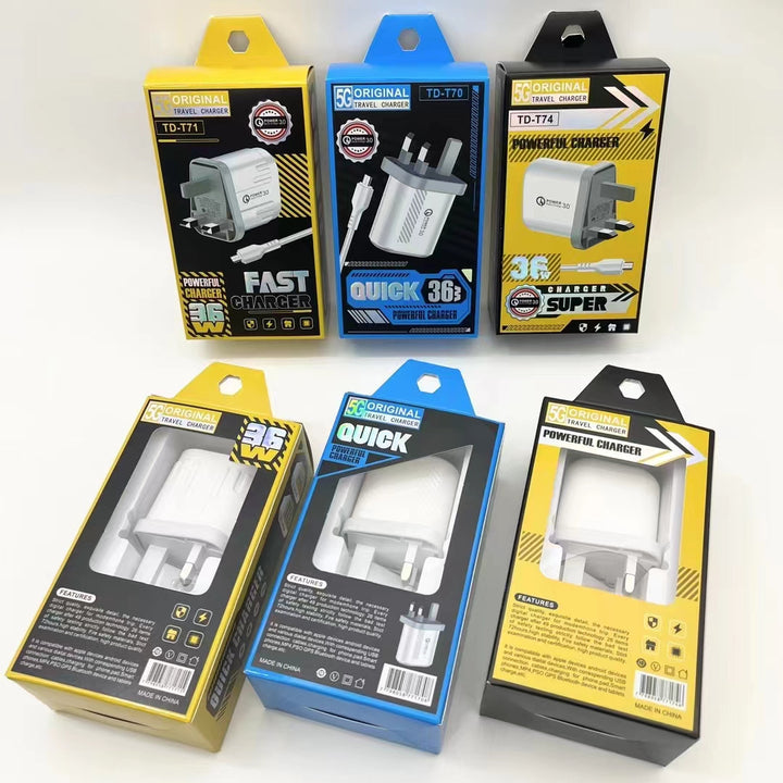 High Quality UK Standard Q3.0 Fast Charger UK Plug 1 USB Wall Charger UK 2USB Charger Adapter