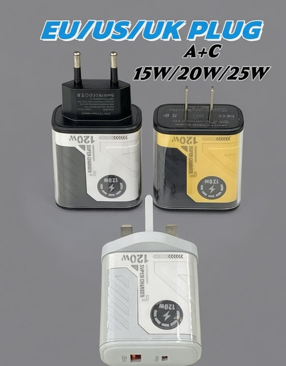 USB-C 25W Quick Charge 3.0 Wall Charger Type-C Fast Charging Travel Adapter for Mobile Phones EU US UK Socket