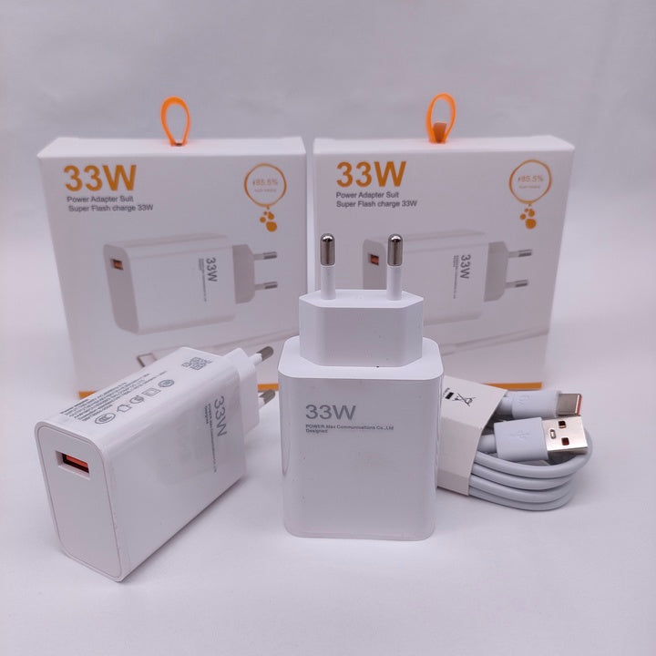 High Quality 33W USB Super Fast Charging for Xiaomi US EU Plug Adapter Travel Charger Adaptor for Redmi
