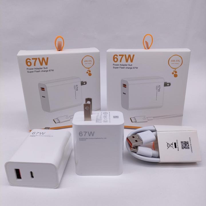 67W Super Fast Charger for Xiaomi Turbo Charger USB C PD Cell Phone Charging
