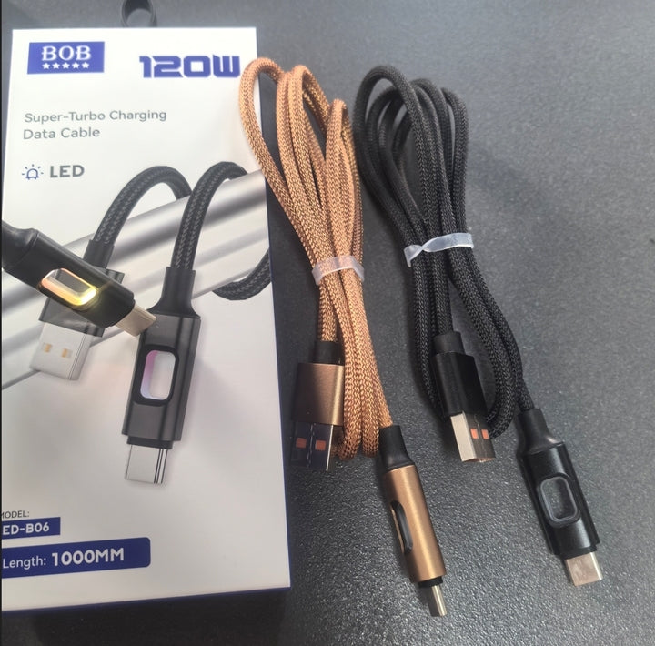 Type-C USB Cable with Braid Shielding-3A Fast Charging Metal & Nylon for Smart Watch Mobile Phone Power Bank Car Electronics