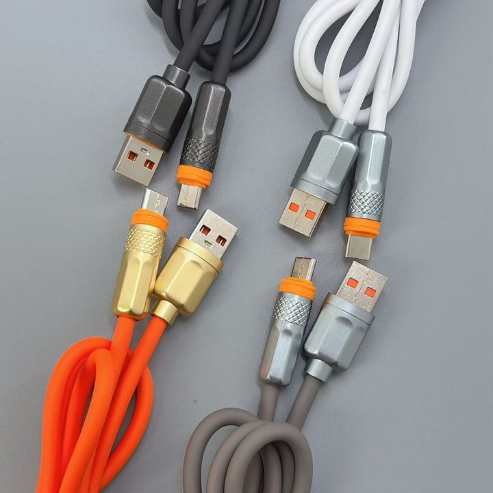 New Armor Design Anti-rotura Gold Head OD5.0 Silicone Soft Cable for Samsung for Xiaomi All Cell Phone USB C Data Cable