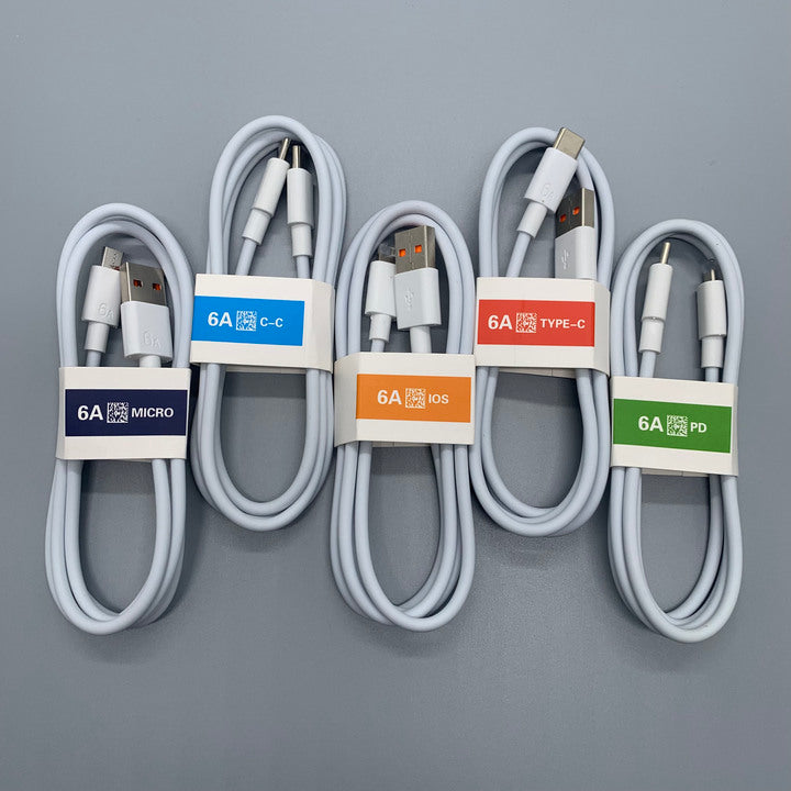 6A Super Fast Charge 66W USB C Charging Cable for Samsung for Huawei Type C PD Data Cable