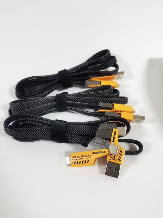 4-in-1 20W Metal USB-C Type C Braided Charger Cable Zinc Alloy Fast Charging Mobile Phone Data Wire Multi-Function USB Cable