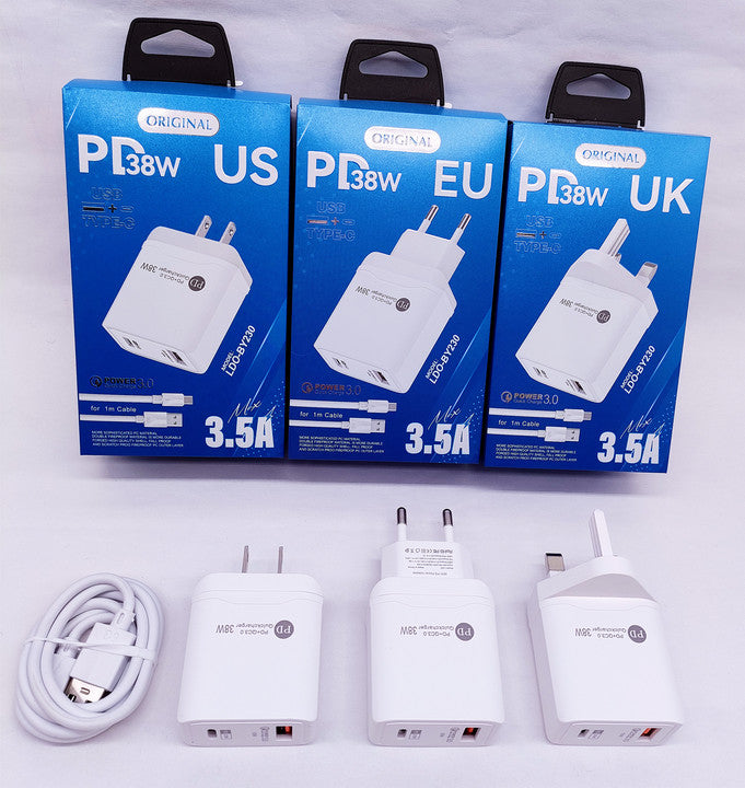 Made in China Mobile Universal Charger Wholesale 1 PD38w PD 20w Charger Dual Port Usb Wall Charger Type c