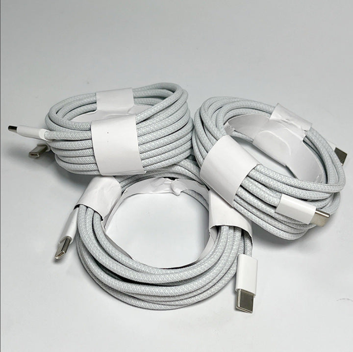 60W Fast Charging Type-C Data Cable Double-Head Braided 1M 2M 3M Lengthened C-C Flash Charging PD Cable