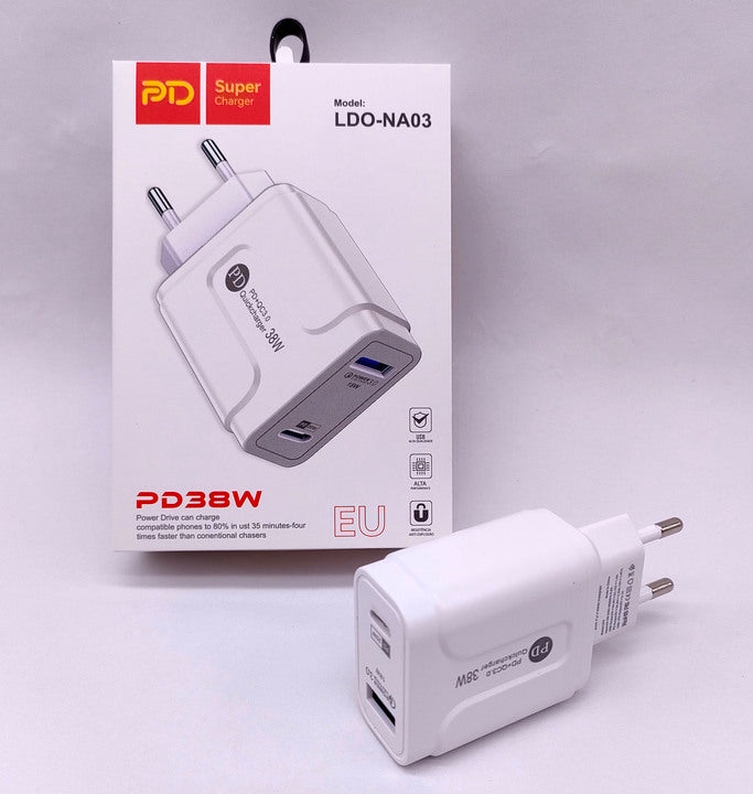 NA03 USB C Wall Charger 2 Port Type C Charger With QC3.0 Dual Usb 18W PD Fast Phone Charger
