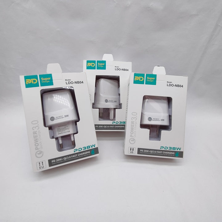 Wholesale 36w 65w Usb Mobile Phone Charger Wall Adapter Us Eu Uk Dual Port Usb-C and Usb Pd Charger Mobile Phone Travel Adapters