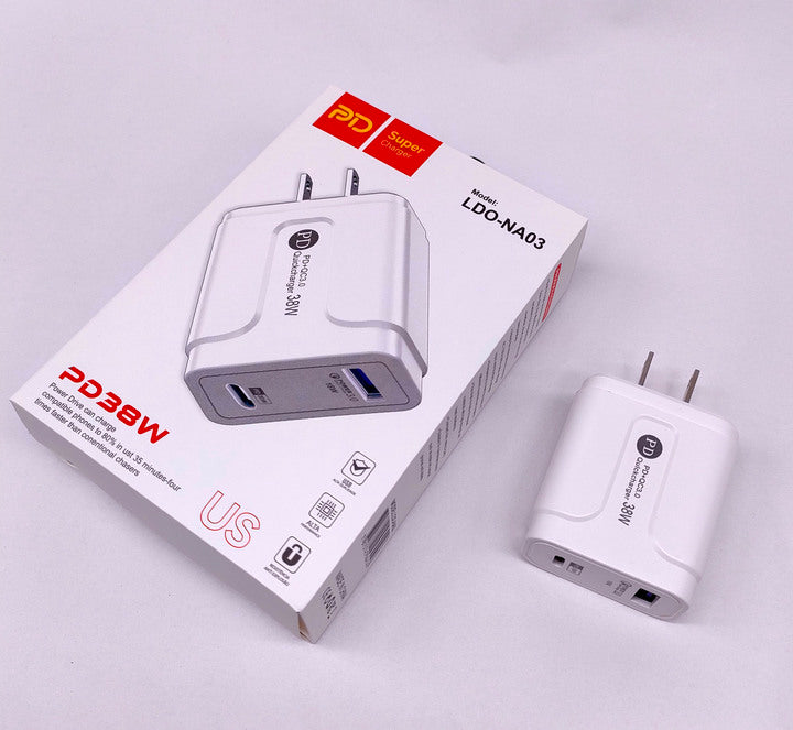 NA03 USB C Wall Charger 2 Port Type C Charger With QC3.0 Dual Usb 18W PD Fast Phone Charger