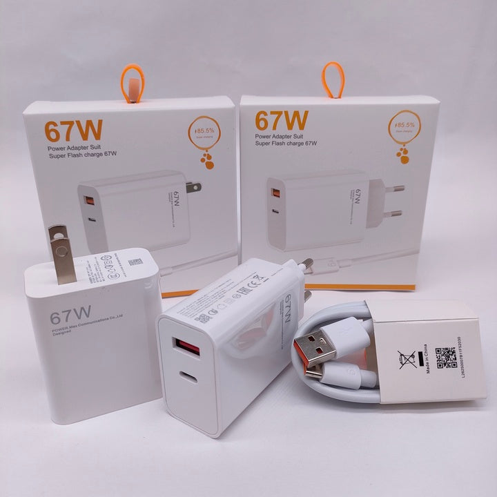 67W Super Fast Charger for Xiaomi Turbo Charger USB C PD Cell Phone Charging