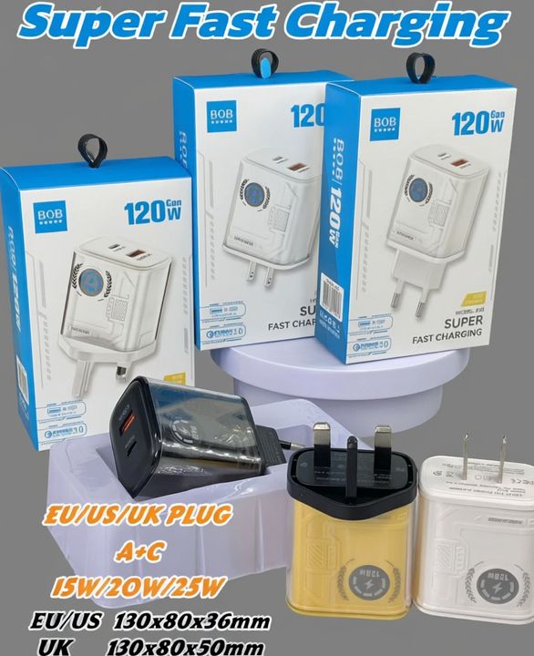 Customized 120W USB Type C PD Charger 2 Ports 2.4A EU/US/UK Plug Wall Adapter for iPhone for Xiaomi for Samsung 5V3A