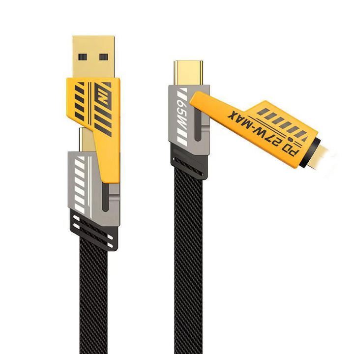 4-in-1 20W Metal USB-C Type C Braided Charger Cable Zinc Alloy Fast Charging Mobile Phone Data Wire Multi-Function USB Cable