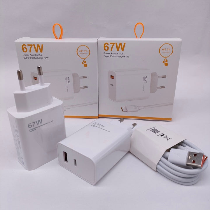 67W Super Fast Charger for Xiaomi Turbo Charger USB C PD Cell Phone Charging