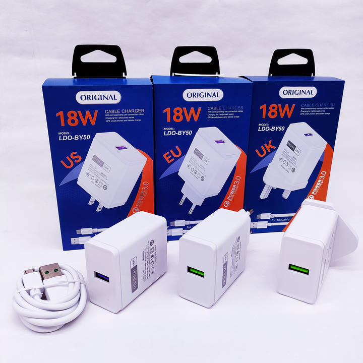 Android With Type-C Micro Cable Usb Wall Charger Adapter for Iphone Qc3.0 Fast Charging