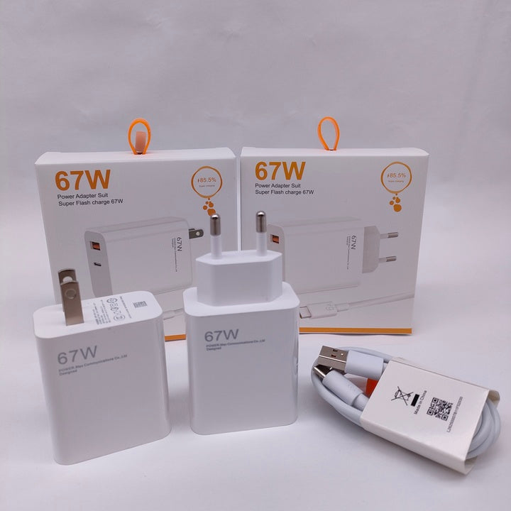 67W Super Fast Charger for Xiaomi Turbo Charger USB C PD Cell Phone Charging