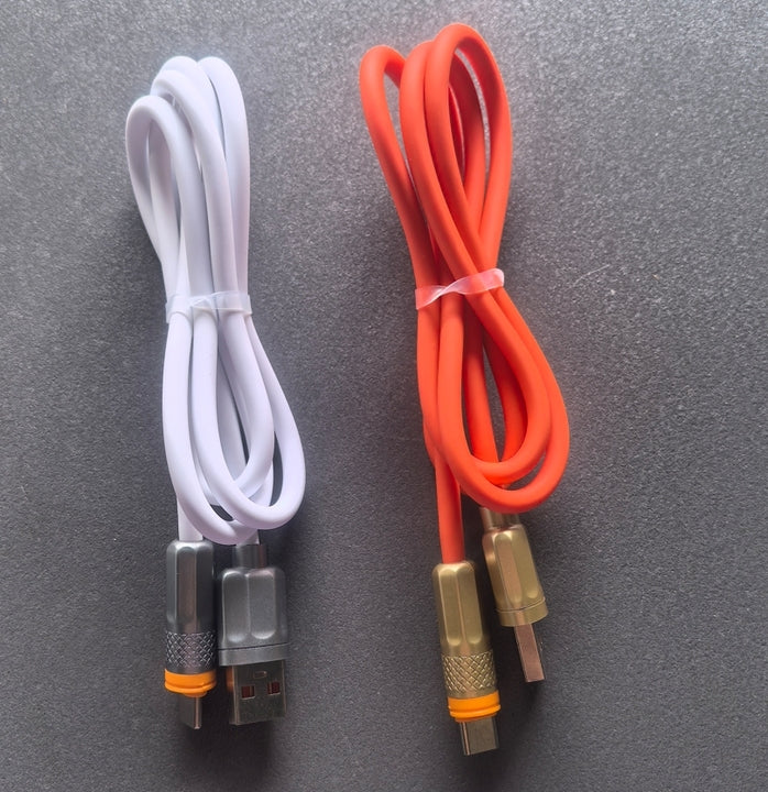 New Armor Design Anti-rotura Gold Head OD5.0 Silicone Soft Cable for Samsung for Xiaomi All Cell Phone USB C Data Cable