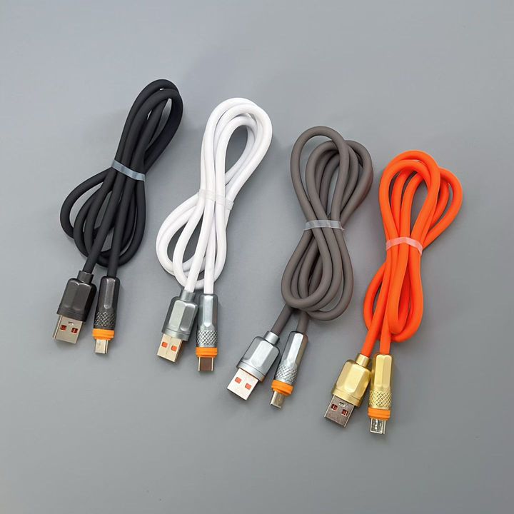 New Armor Design Anti-rotura Gold Head OD5.0 Silicone Soft Cable for Samsung for Xiaomi All Cell Phone USB C Data Cable