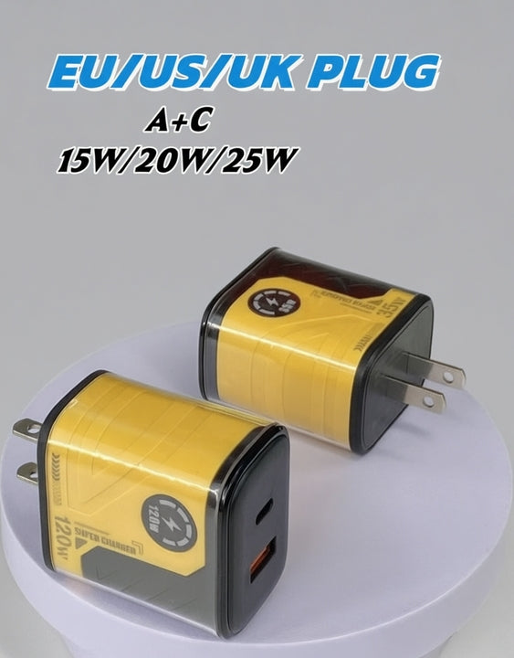 USB-C 25W Quick Charge 3.0 Wall Charger Type-C Fast Charging Travel Adapter for Mobile Phones EU US UK Socket