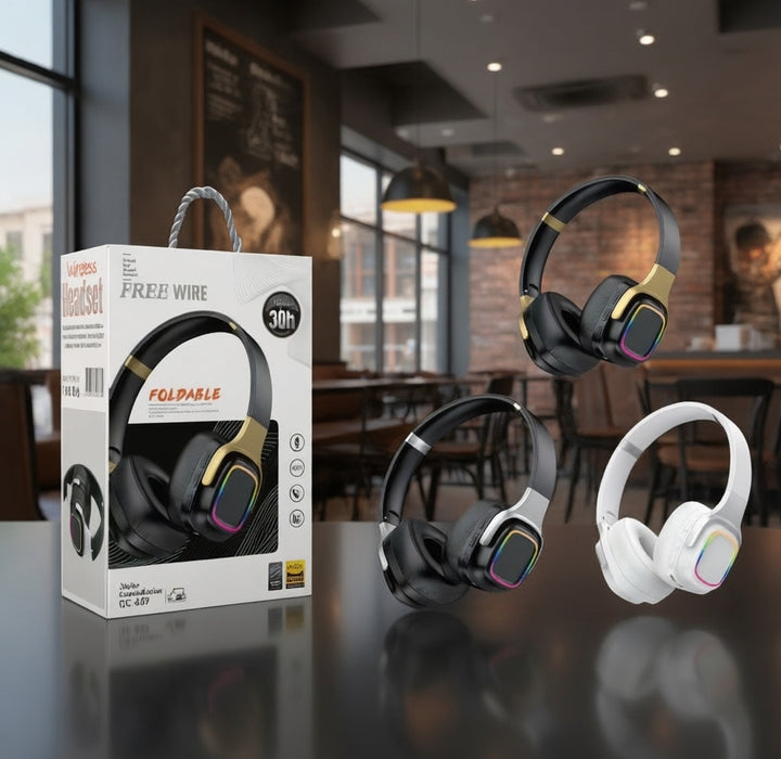 QC609 New Retro Style Trend Wireless Luminous Headset High Value Long Endurance Active RGB Headphones