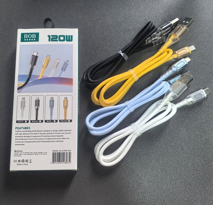 3ft Silicone USB Type-C Fast Charging Cable 3A Quick Charger Cord for iPhone for Samsung A36 A26 A16 A35 Data Cable