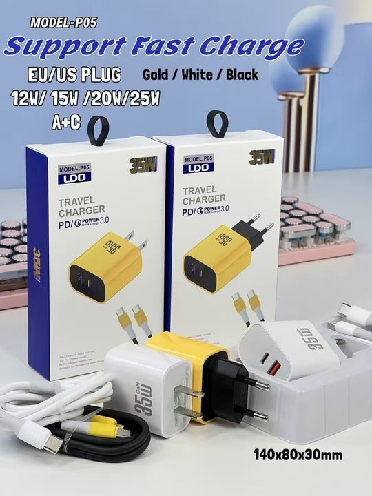 25W USB-C Super Fast Charging Wall Charger Cable EU US Plug for 16 15 14 13promax Cell Phones Electric Type Original Title