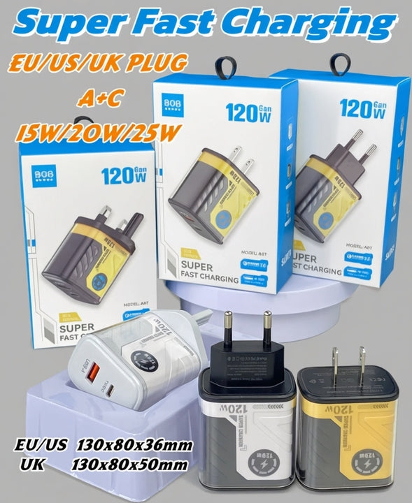 USB-C 25W Quick Charge 3.0 Wall Charger Type-C Fast Charging Travel Adapter for Mobile Phones EU US UK Socket