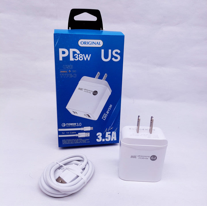 Made in China Mobile Universal Charger Wholesale 1 PD38w PD 20w Charger Dual Port Usb Wall Charger Type c