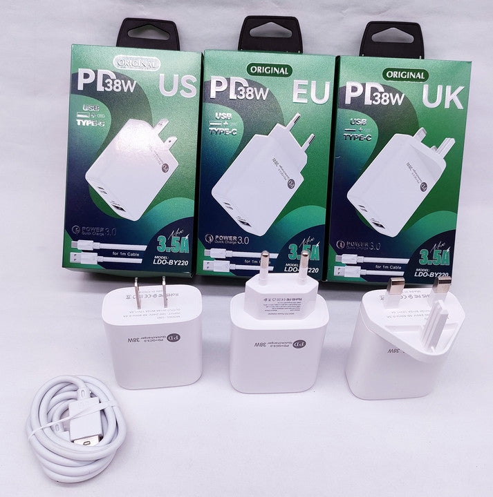 Made in China for Infinix Mobile Charger 2 Ports US EU UK Plug PD Wall Charger for Apple for Iphone Wholesale