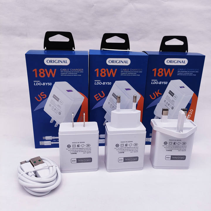 Android With Type-C Micro Cable Usb Wall Charger Adapter for Iphone Qc3.0 Fast Charging