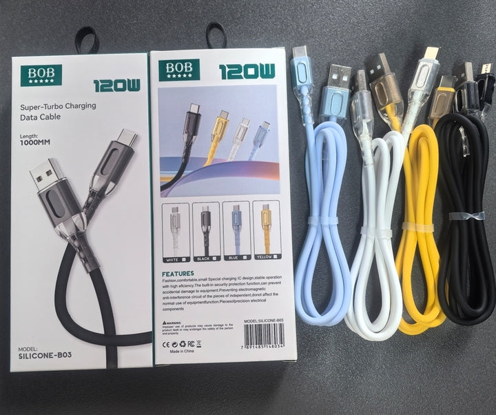 3ft Silicone USB Type-C Fast Charging Cable 3A Quick Charger Cord for iPhone for Samsung A36 A26 A16 A35 Data Cable