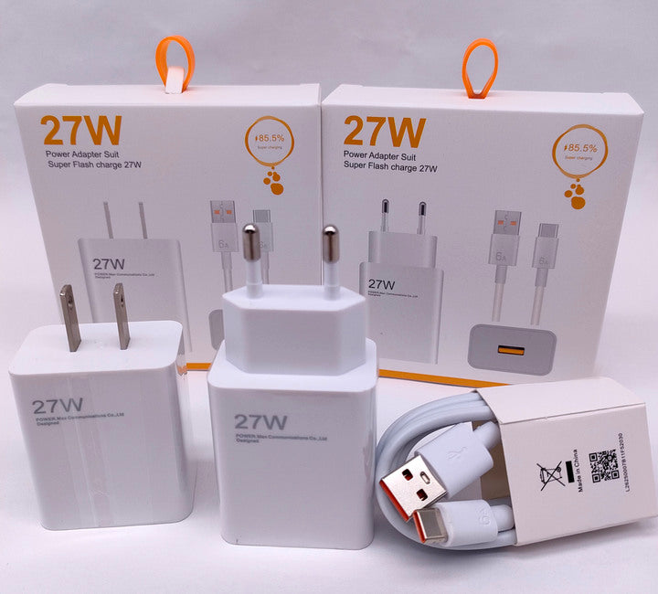 Max Fast Charger EU US Plug 27W Usb-c Wall Charger Cell Phone Fast Usb Wall Cargador