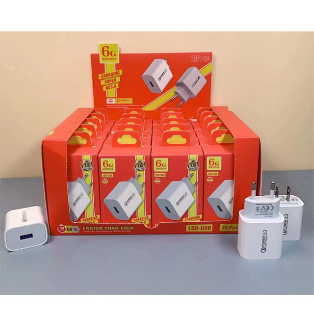 U80 QC3.0 Usb Charger Quick Charger Fast Charging Cell Phone Adapter Portable Mini Wall Charger