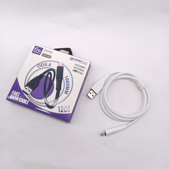 CX80 OD5.0 Super Fast Charging Data Cable Solft Silicone Phone Cable for Samsung Micro Type C USB Cable