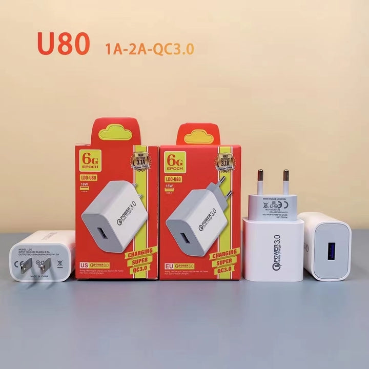 U80 QC3.0 Usb Charger Quick Charger Fast Charging Cell Phone Adapter Portable Mini Wall Charger