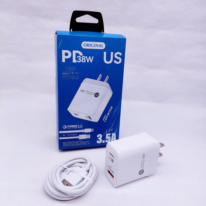 Made in China Mobile Universal Charger Wholesale 1 PD38w PD 20w Charger Dual Port Usb Wall Charger Type c