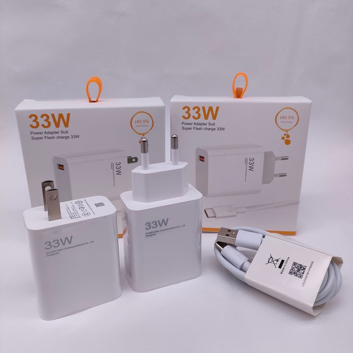 High Quality 33W USB Super Fast Charging for Xiaomi US EU Plug Adapter Travel Charger Adaptor for Redmi