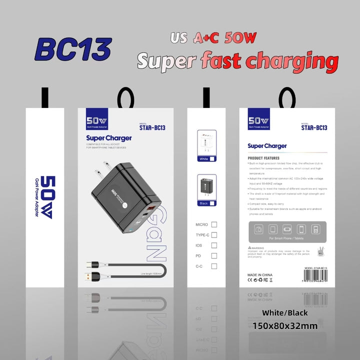 BC13 25W PD USB C Charger Super Fast Charging 5V/3A for Samsung S25 S24 S23 Ultra for Xiaomi Travel Adapter Type C Wall Charger