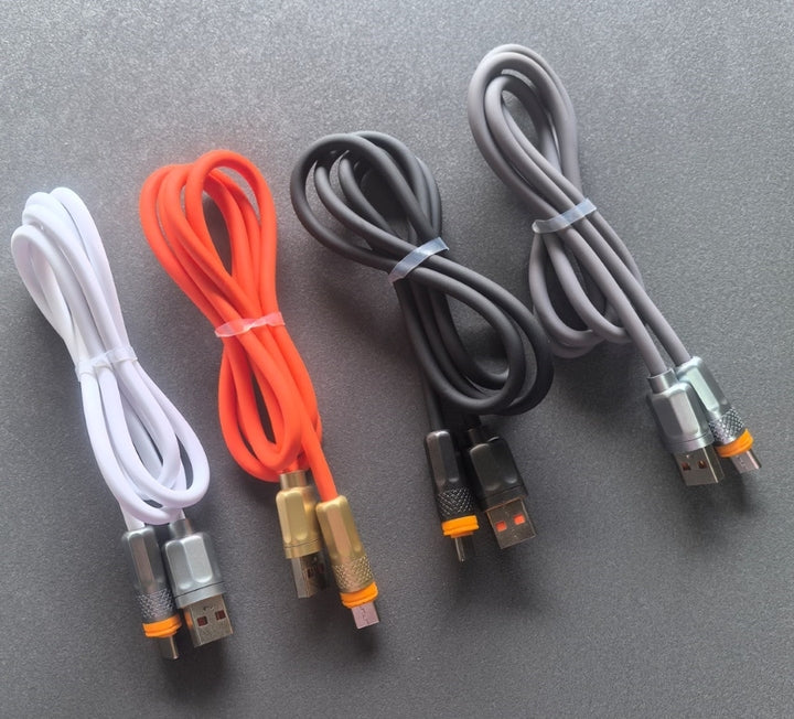 New Armor Design Anti-rotura Gold Head OD5.0 Silicone Soft Cable for Samsung for Xiaomi All Cell Phone USB C Data Cable