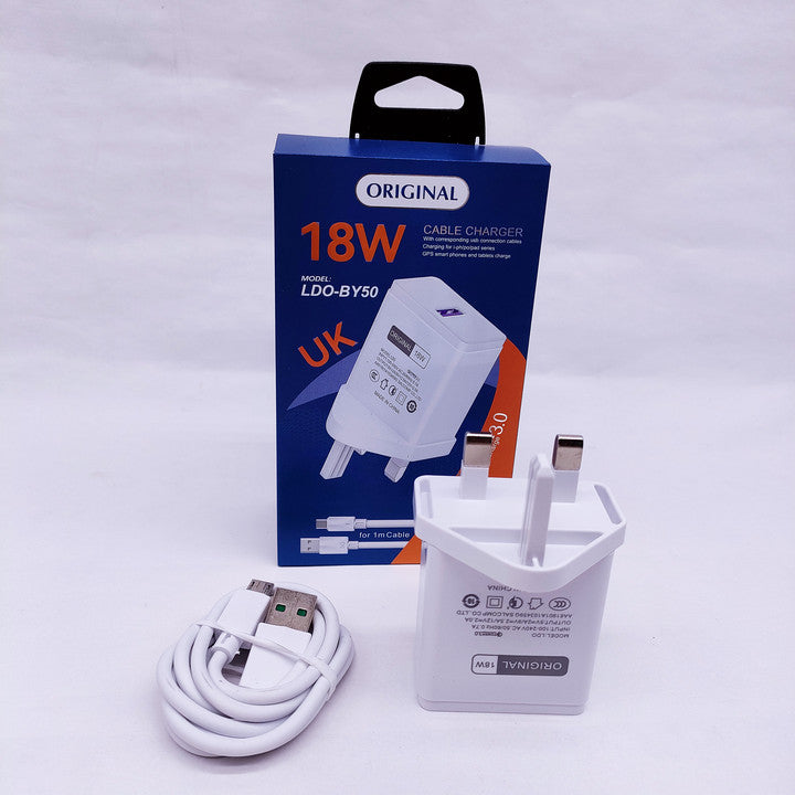 Android With Type-C Micro Cable Usb Wall Charger Adapter for Iphone Qc3.0 Fast Charging